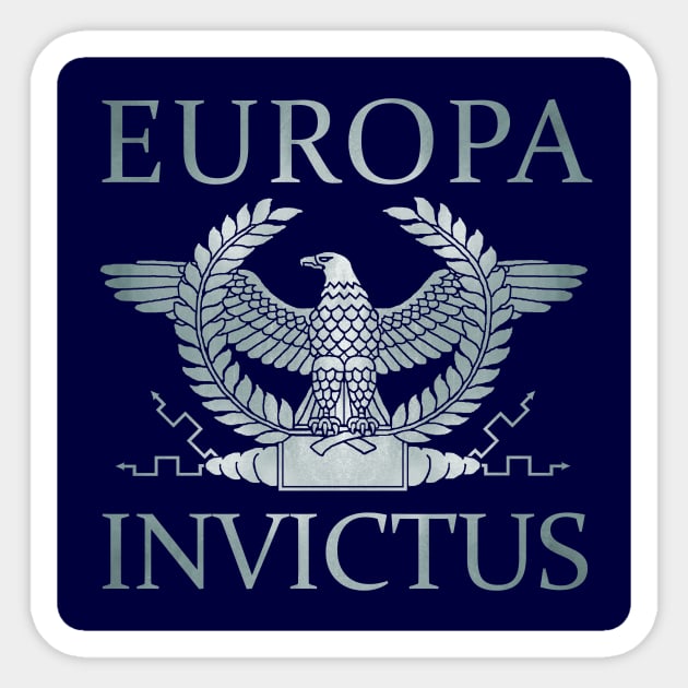 Europa Invictus - Silver Eagle on Blue Sticker by AtlanteanArts